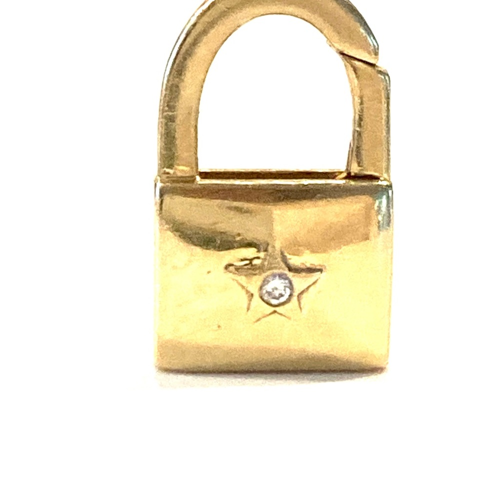 14K Gold Celestial Padlock Pendant with Star Diamond 3.1 Grams